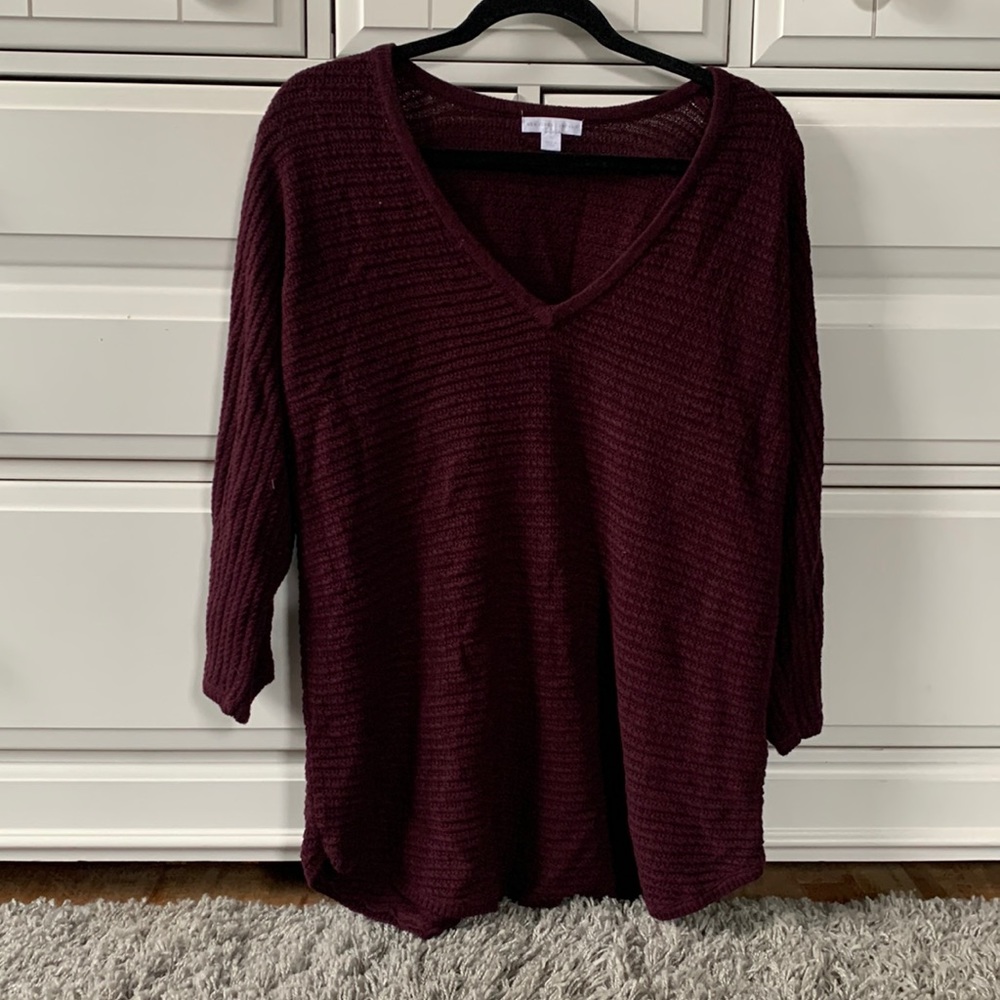new york and company burgundy v neck sweater